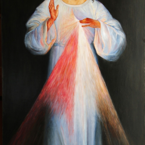 Chrystus Miłosierny z kościoła w Słopnicach wg obrazu Kazimirowskiego, olej na płótnie